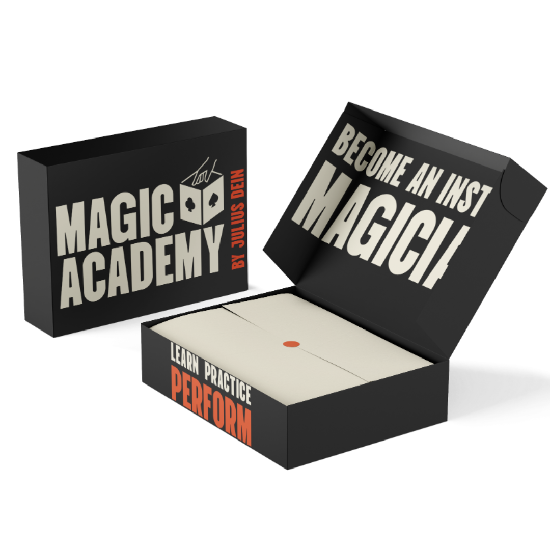 'Magic Academy boxes with text 'Learn Practice Perform' and 'Become an INST MAGICIAN!''